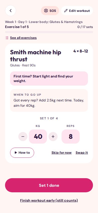 A women's side workout in progress